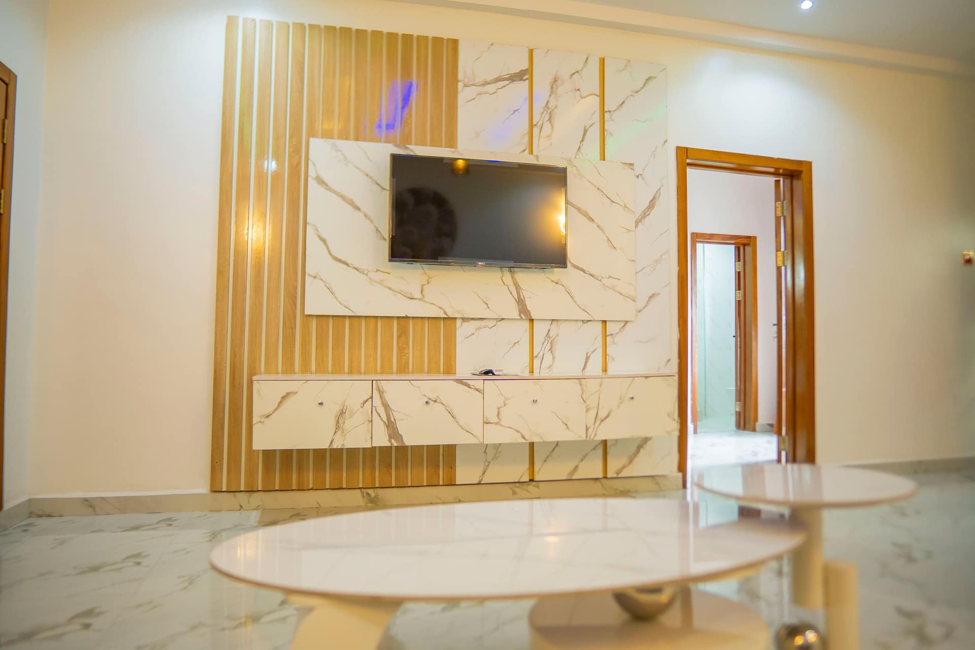 VIP Suite marble TV feature wall